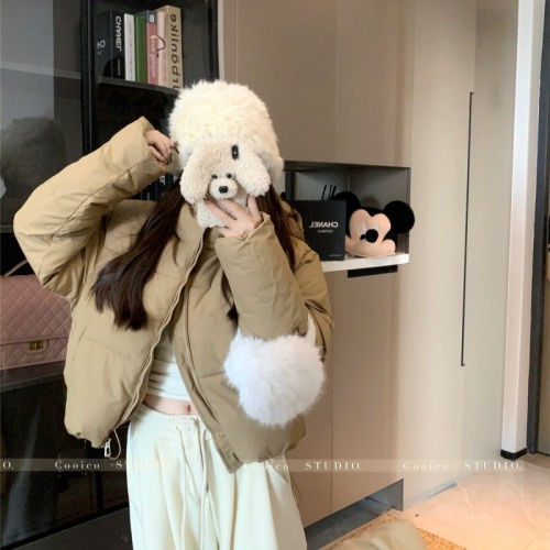 Real shot ~ short hooded cotton coat 2024 winter new thickened warm bread coat