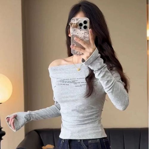 , Modal rayon 260g Hot Girl Slim Long Sleeve T-shirt Women's Autumn Slim Short Top