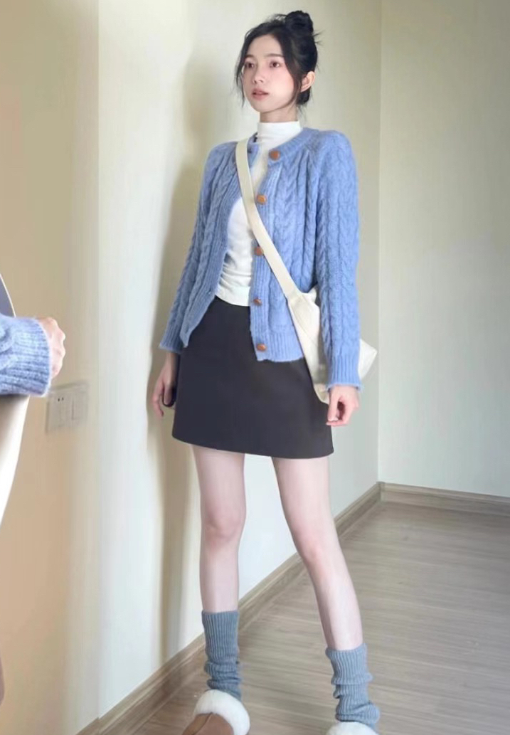 Korean style sweet literary twist knitted cardigan for women autumn and winter new loose and versatile soft waxy sweater jacket