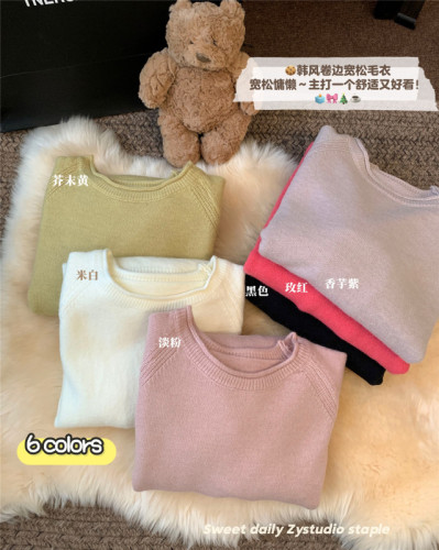 Real shot ~ Lazy age-reducing sweater for women autumn and winter 2024 new loose knitted soft waxy round neck pullover top