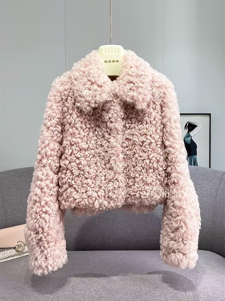 Shepherd Roll 2024 Lamb Wool Short Jacket New Winter Cotton Clothes Thickened Fashion Fur Coat