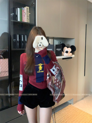 Vintage Embroidered Knit Top for Women: Loose Fit, Slimming, and Handmade