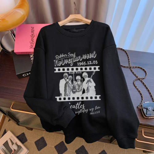 Korean letter printed loose velvet sweatshirt casual autumn women's top