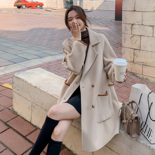 New button sleeve woolen coat suit autumn and winter 2024 fashion casual style Korean style small woolen coat for women