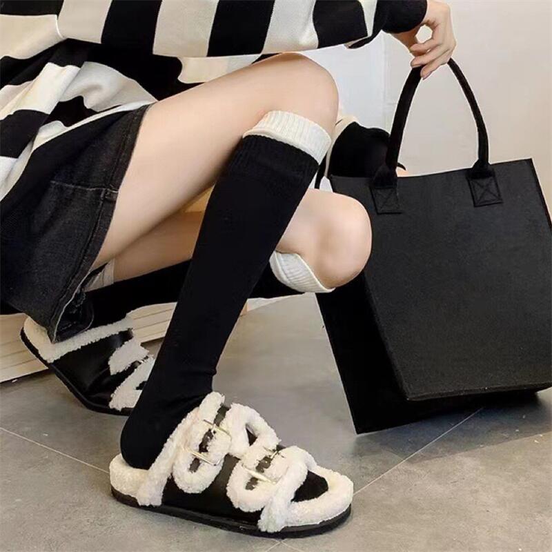 價~秋冬百搭小腿襪雙襪口拼接堆堆襪棉襪長襪中筒襪女襪