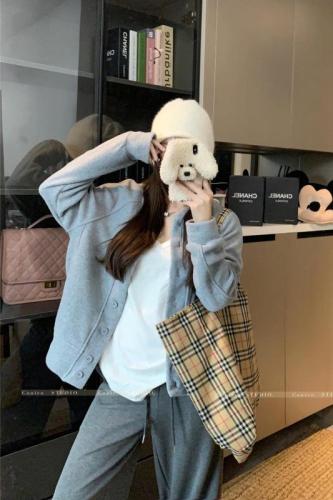 Real shot~Double-sided polar fleece jacket for women autumn and winter 2024 new cardigan top