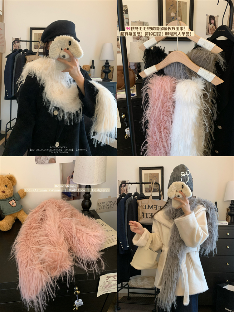 Real shot!  New style scarf for women with high-end European and American temperament solid color thickened warm scarf shawl
