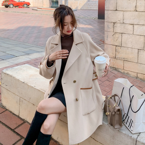 New button sleeve woolen coat suit autumn and winter 2024 fashion casual style Korean style small woolen coat for women