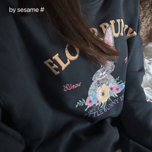 Thin plus velvet age-reducing rabbit print sweatshirt autumn and winter Korean style loose and versatile cartoon top