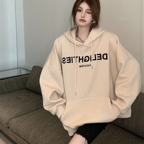 2024 new velvet 250g / sweatshirt hooded autumn and winter sweatshirt for women with velvet