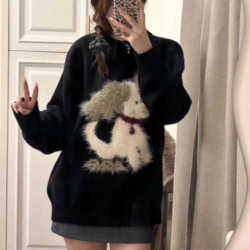 Autumn and winter age-reducing puppy sweater top loose fashionable skirt set playful and cute two-piece set for little people