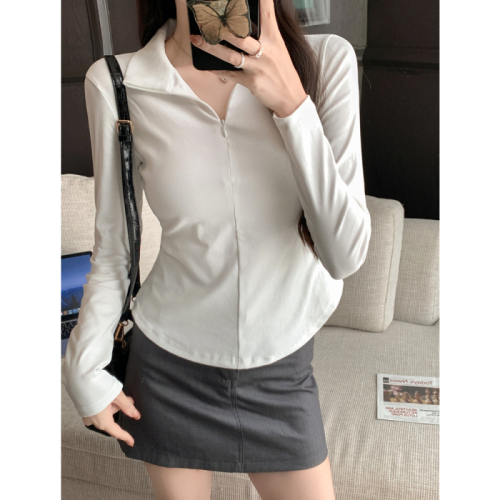 Real shot 1*1 thread 270g brushed warm 2024 autumn and winter half turtleneck long-sleeved T-shirt for women