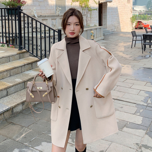 New button sleeve woolen coat suit autumn and winter 2024 fashion casual style Korean style small woolen coat for women