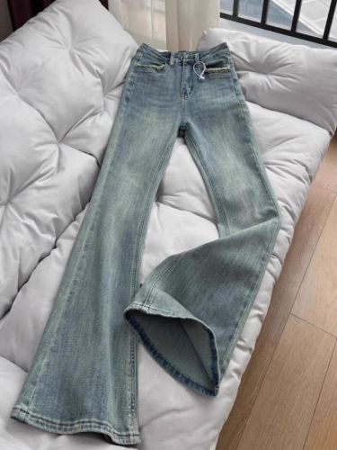 Vintage Americana Hot Girl Wide-Leg Jeans for Women - Spring and Autumn Stretch High-Waisted Slimming Skirt - Versatile Floor-Length Pants
