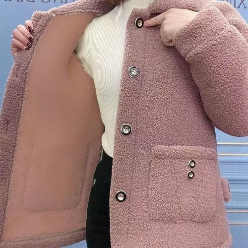 2024 new velvet thickened lamb fur mother's mid-length coat imitation fur warm coat for women