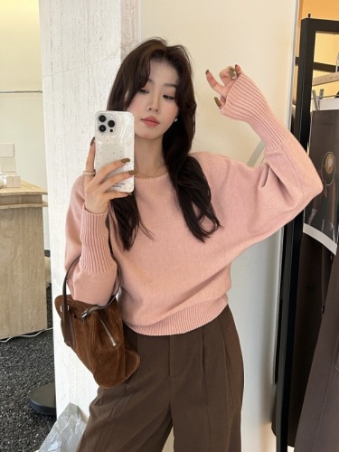 THE LEMON Green Tea Gentle One-Shoulder Hooded Knit Sweater for Women - Autumn/Winter Korean Style Elegant Long-Sleeve Top