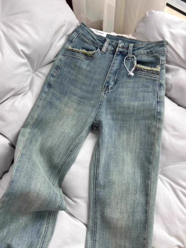 Vintage Americana Hot Girl Wide-Leg Jeans for Women - Spring and Autumn Stretch High-Waisted Slimming Skirt - Versatile Floor-Length Pants