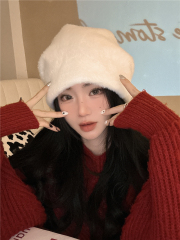 Real shot!  Winter imitation mink outdoor warm hood plus velvet soft pile hat