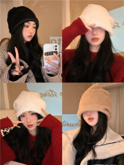 Real shot!  Winter imitation mink outdoor warm hood plus velvet soft pile hat