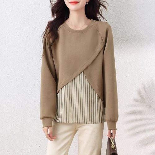 Original workmanship, spring and autumn 2024 new fashionable large size fat mm early autumn fake two-piece tops