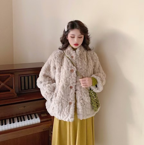 2024 new trendy brand lamb wool small fragrance plus velvet thickened fur coat for women autumn and winter