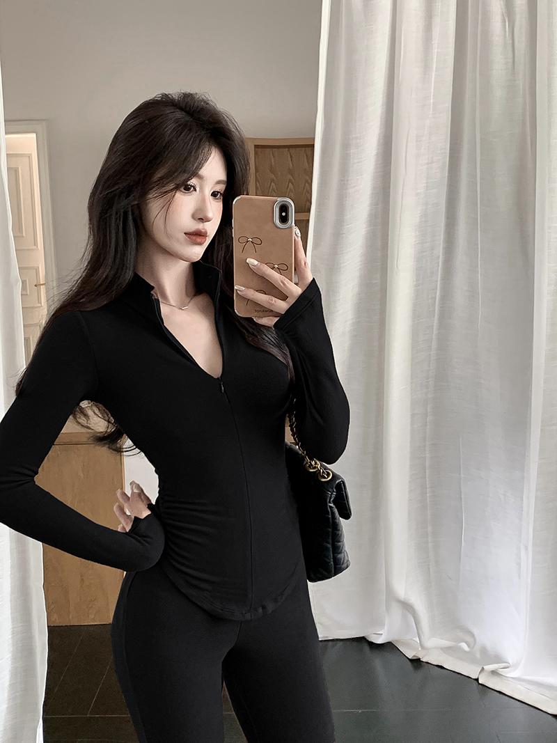 Photographed Autumn/Winter Fitted Thickenable Warmkeeping Set Slimming Fashion Base Top High-waisted Pants Two-Piece Set