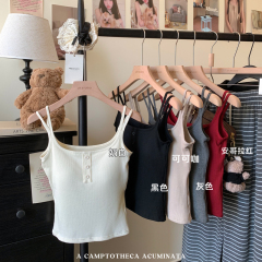 實拍秋冬韓版磨毛加厚保暖帶胸墊無袖背心修身顯瘦打底上衣