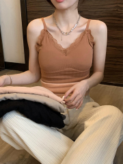 Real-shot, real-price winter chest pad lace vest—breathable, figure-flattering, fleece-lined base layer, bra-style undergarment