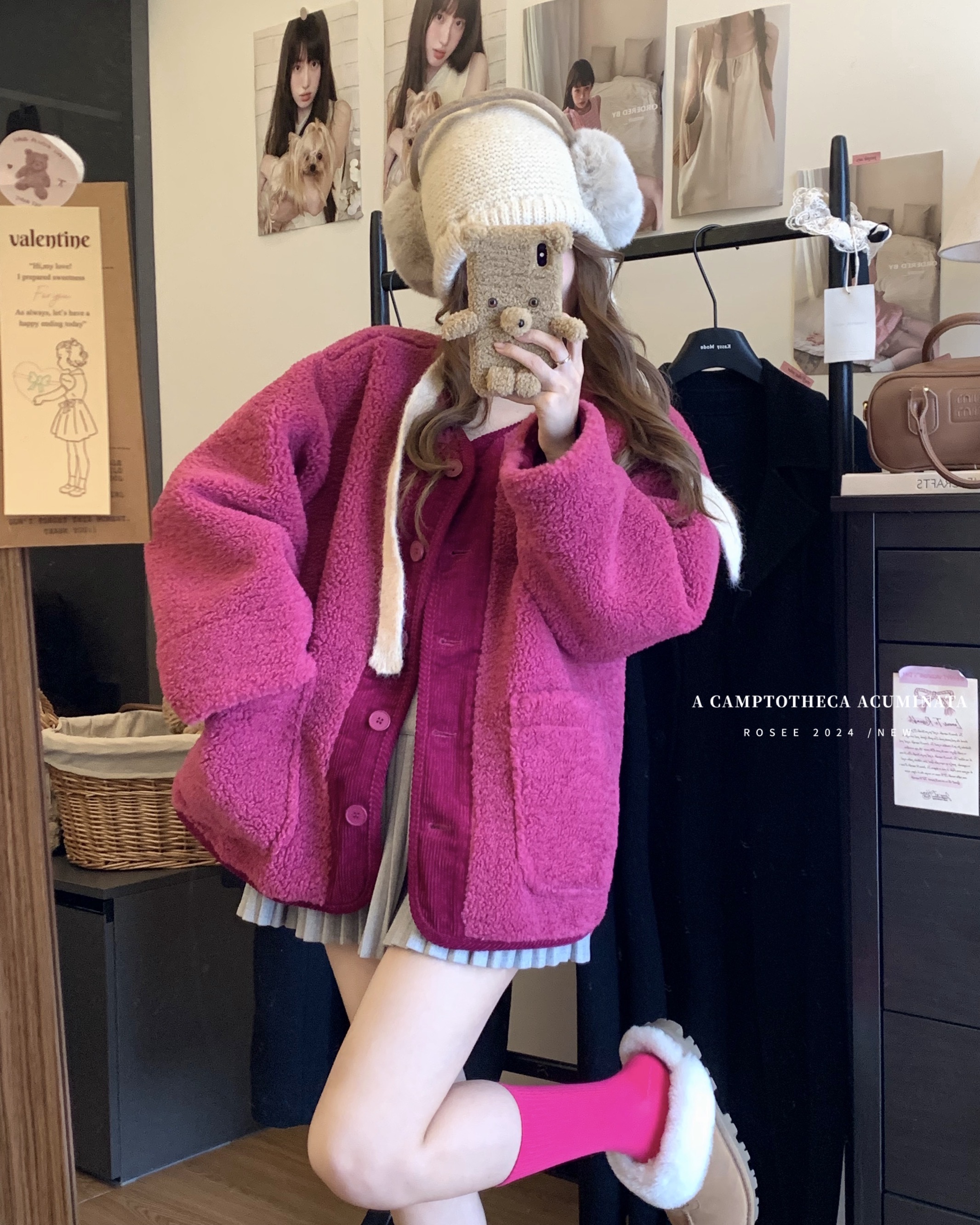 Real shot ~ furry thickened jacket top