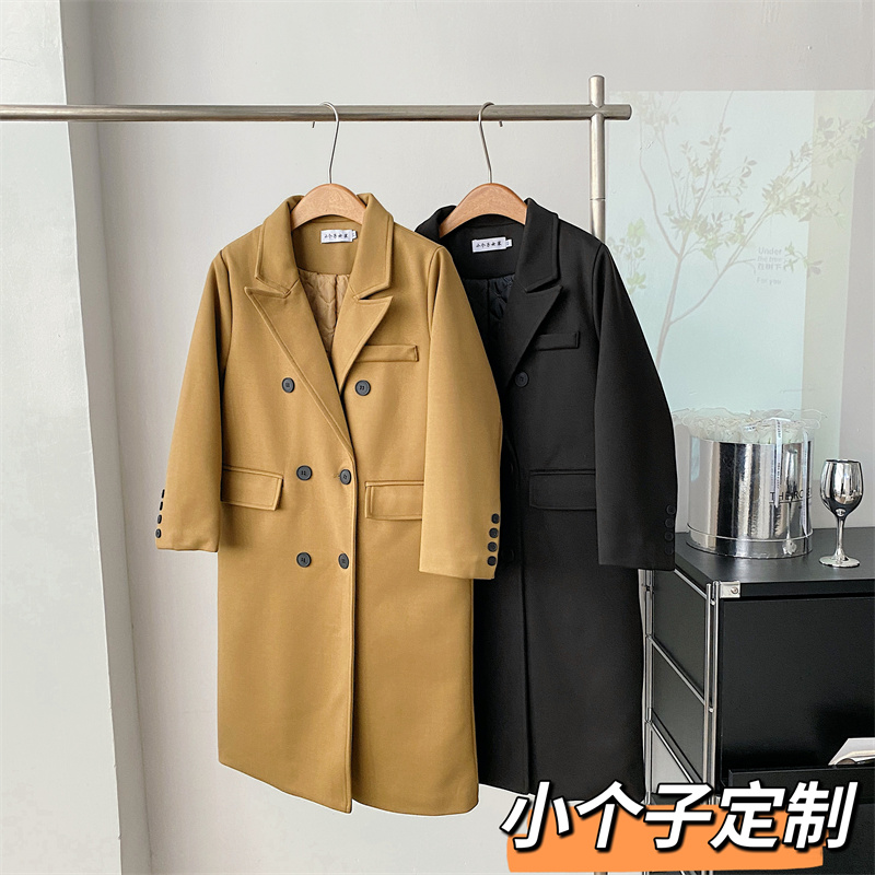 Shorty suit woolen coat for women 150 square shoulder Hepburn style quilted woolen coat mid-length xxs size winter