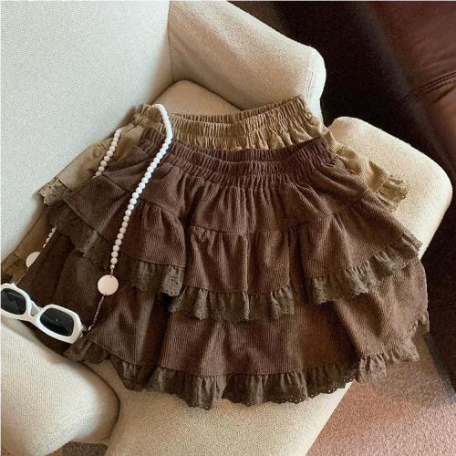 Real shot of autumn and winter retro knitted lace skirt