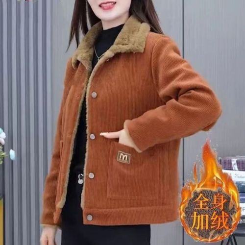 小个子夹克加绒女士短款保暖2024冬季新款洋气时尚百搭加厚外套