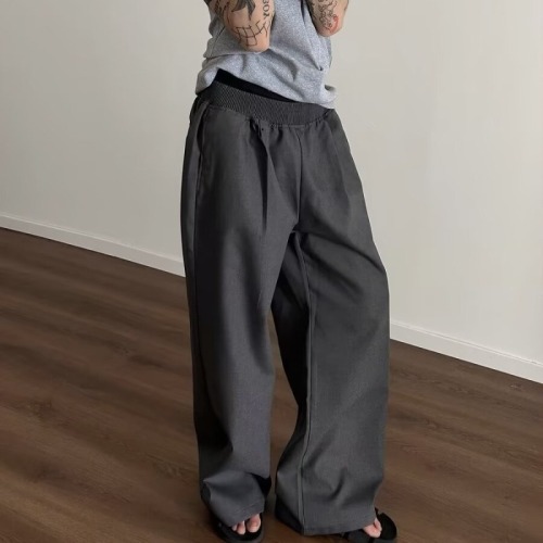 High-end design wide-leg fashionable casual pants for men and women in spring retro loose casual versatile drape slim pants