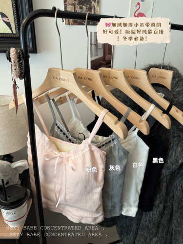 Photographed Autumn/Winter Korean-style ribbon bow padded thick warm sleeveless backless top for weight loss base layer top