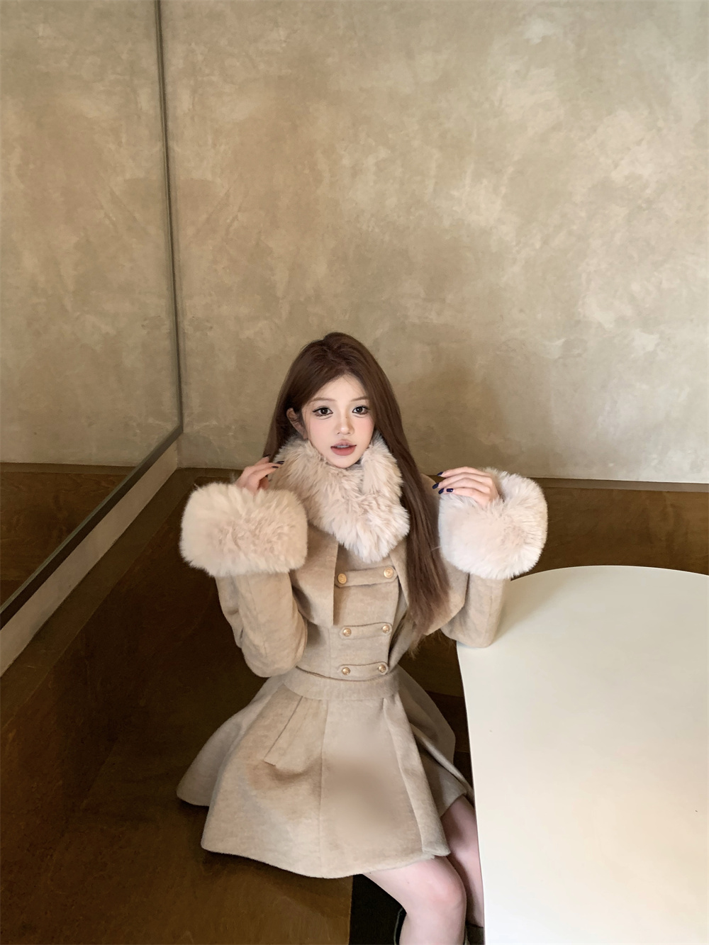 Photographed Autumn/Winter Financial Tycoon's Daughter Style Detachable Cape Cloak Coat Woolen Outerwear