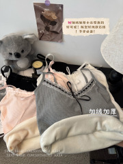 Photographed Autumn/Winter Korean-style ribbon bow padded thick warm sleeveless backless top for weight loss base layer top