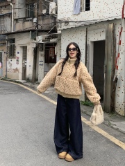 Photographed~ Korean Short-Sleeve Polka Dot Lambskin + Jeans