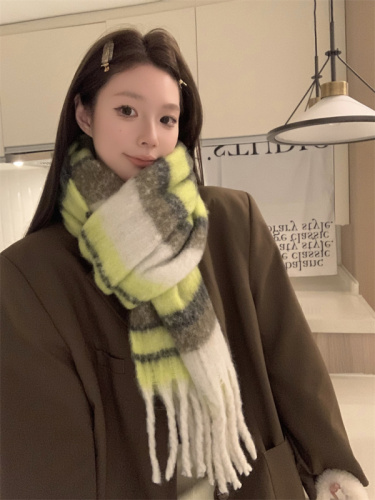 Photographed Price Women's Winter New Korean Style Matchable Thick Mohair Fleece Scarf with a High-End Atmosphere