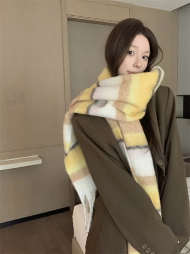 Photographed Price Women's Winter New Korean Style Matchable Thick Mohair Fleece Scarf with a High-End Atmosphere
