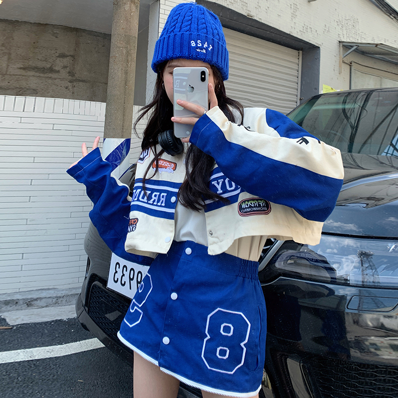 Detachable motorcycle jacket women's ins trendy American design niche baseball uniform college style