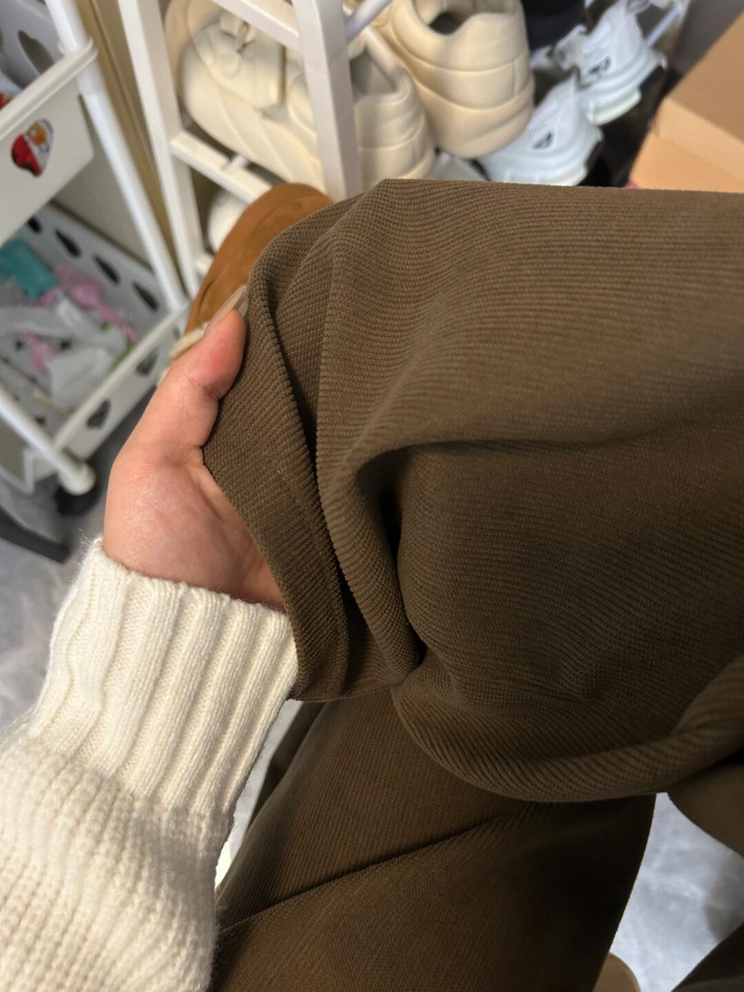 Mellard brown corduroy straight-leg casual women's winter lined padded thickening slimming loose wide-leg pants