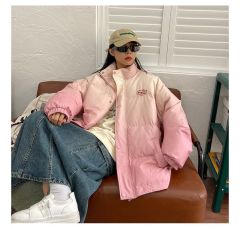 Fashionable European and American vintage gradient thickened jackets for men and women, street hip-hop cotton coats, trendy