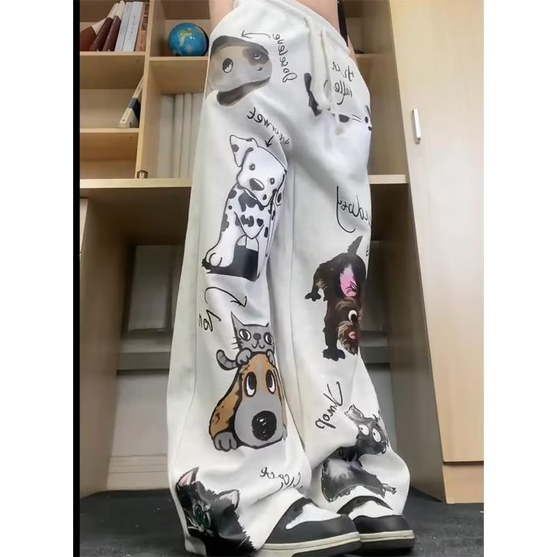 High-quality sports pants for women, spring and autumn new style, high-waisted casual sweatpants, loose, straight, wide-leg pants for small people, trendy