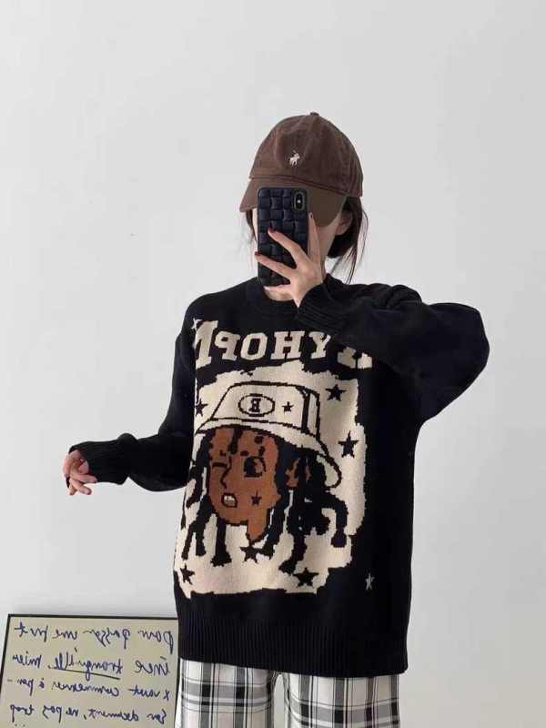 Thick sweater for women in autumn and winter new style Japanese vintage style knitted sweater lazy high-end retro jacket