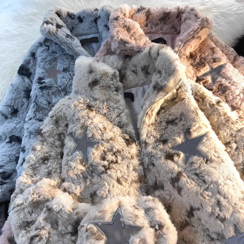 Lamb wool coat for women in autumn and winter, small fragrance, fluffy, high-end, thickened anti-rabbit fur couple's cotton coat