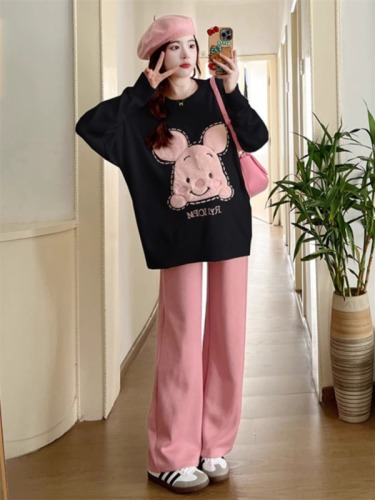 Soft and sweet long-sleeved knitted sweater outer top