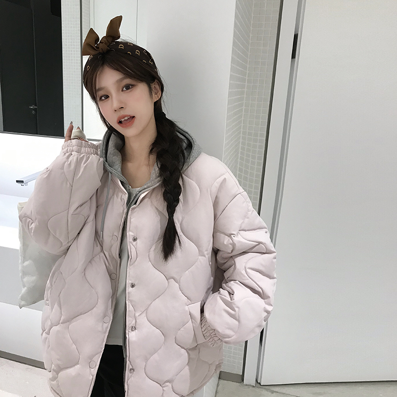 實拍 冬季羽絨棉服女2024新款韓版菱格寬鬆顯瘦大碼加厚棉衣潮