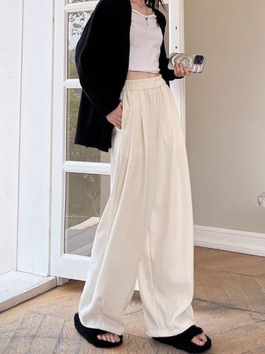 Off-white casual Yamamoto wide-leg pants for women 2024 spring and autumn new scimitar pants, slim, high-waisted, versatile and lazy style