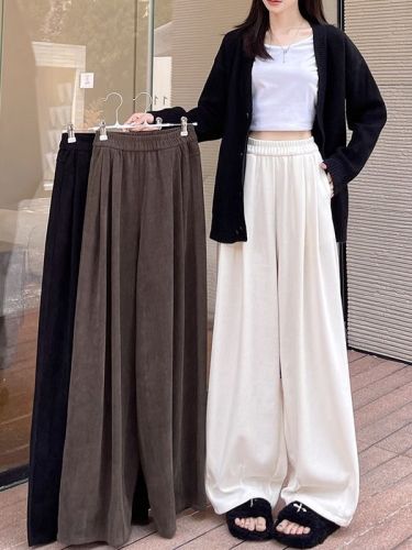 Off-white casual Yamamoto wide-leg pants for women 2024 spring and autumn new scimitar pants, slim, high-waisted, versatile and lazy style