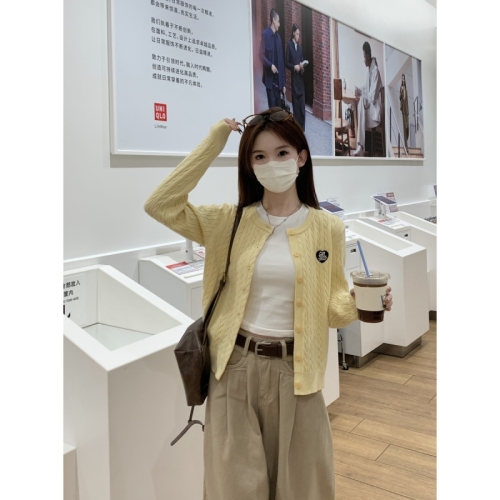 Actual shot of autumn and winter Korean style loose twist embroidery design Arctic velvet sweater long-sleeved sweater jacket